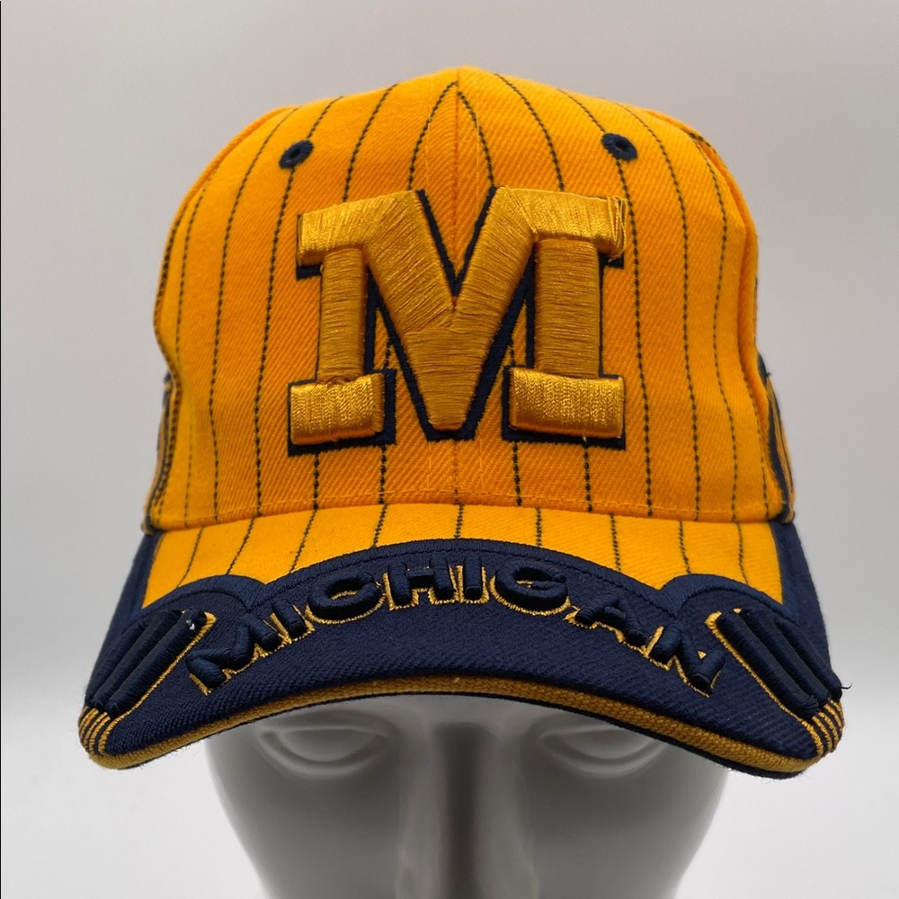 Michigan Striped Yellow Navy Blue Hat Embroidered Baseball Cap Adult CityHunter